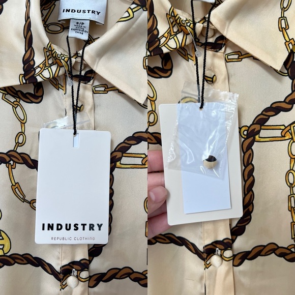 NWT Industry Republic Clothing Satin Chain Print Blouse S - Picture 6 of 15